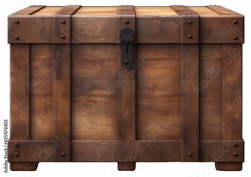 Old wooden chest isolated.