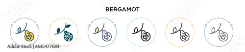 Bergamot icon in filled, thin line, outline and stroke style. Vector illustration of two colored and black bergamot vector icons designs can be used for mobile, ui, web