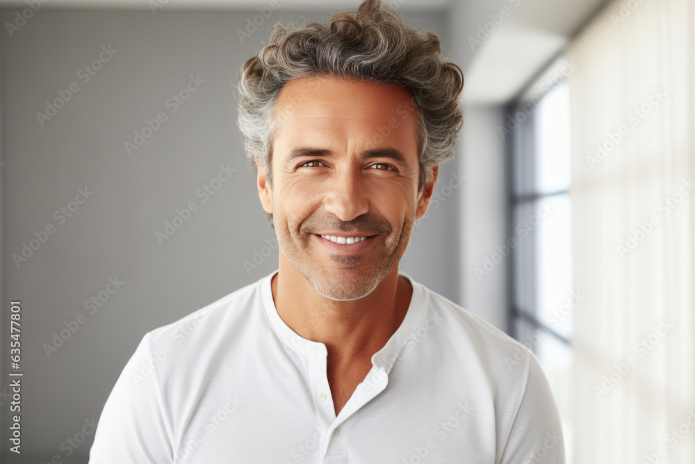 Joyful Man with Crossed Arms, White Backdrop Joyful Man with Crossed Arms, White Backdrop