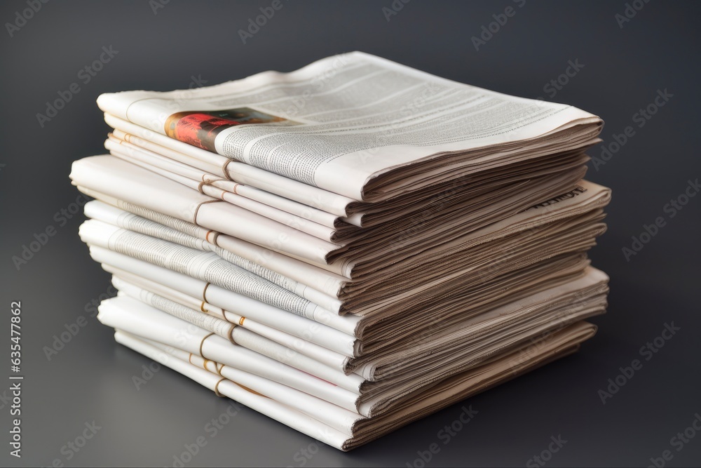 Closeup Stack of Magazines Isolated on White Background. News, Tabloid, Press & Journal Bunch for Information. Generative AI Closeup Stack of Magazines Isolated on White Background. News, Tabloid, Press & Journal Bunch for Information. Generative AI