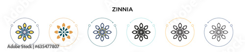 Fotografi Zinnia icon in filled, thin line, outline and stroke style