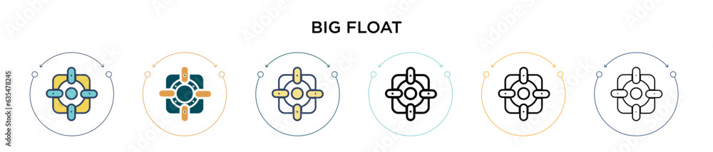 Big float icon in filled, thin line, outline and stroke style. Vector illustration of two colored and black big float vector icons designs can be used for mobile, ui, web