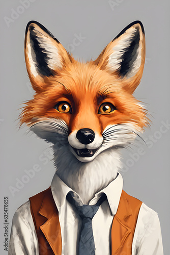 a Cute fox illustration, Cute cartoon fox