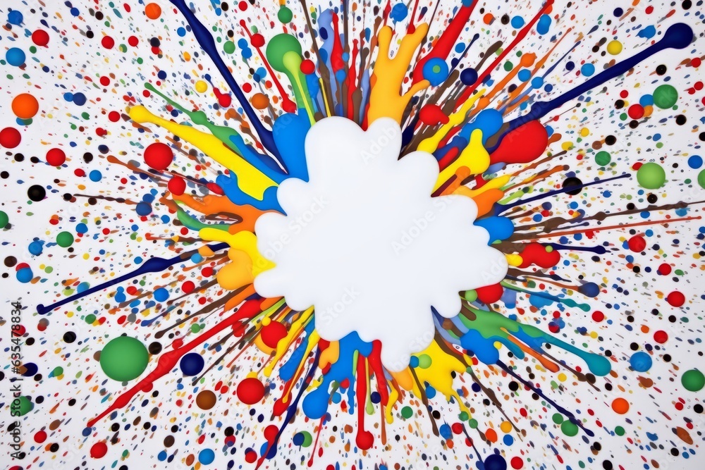 colorful explosion meets white splash in pop art wonderland, Generative AI
