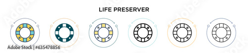 Foto Life preserver icon in filled, thin line, outline and stroke style