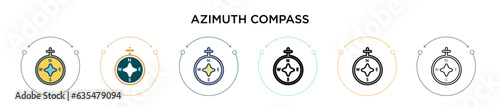 Azimuth compass icon in filled, thin line, outline and stroke style. Vector illustration of two colored and black azimuth compass vector icons designs can be used for mobile, ui, web photo