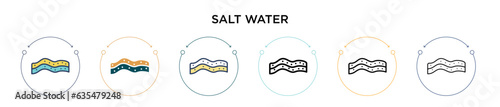 Salt water icon in filled, thin line, outline and stroke style. Vector illustration of two colored and black salt water vector icons designs can be used for mobile, ui, web
