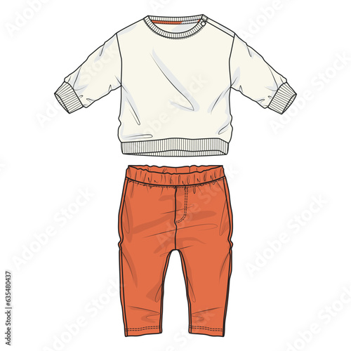 Sweatshirt tops and jogger sweatpants vector illustration template for kids. 