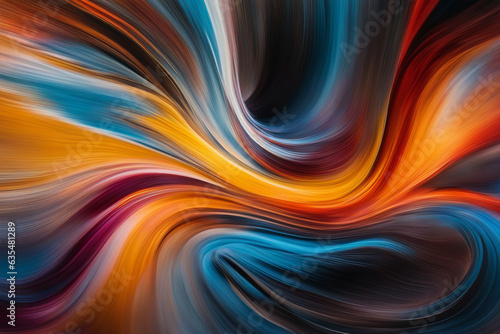 Art concept warp of space and time, waves of different colors warp in a dark space