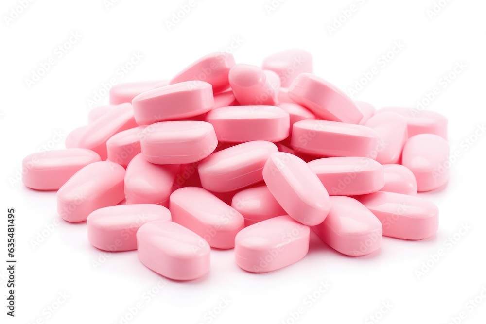 Pile of tasty pink chewing gums on white background Pile of tasty pink chewing gums on white background