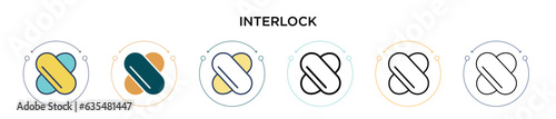 Interlock icon in filled, thin line, outline and stroke style. Vector illustration of two colored and black interlock vector icons designs can be used for mobile, ui, web