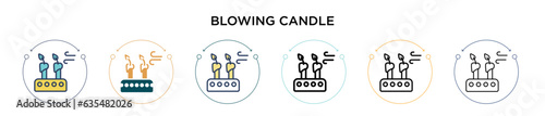 Blowing candle icon in filled, thin line, outline and stroke style. Vector illustration of two colored and black blowing candle vector icons designs can be used for mobile, ui, web