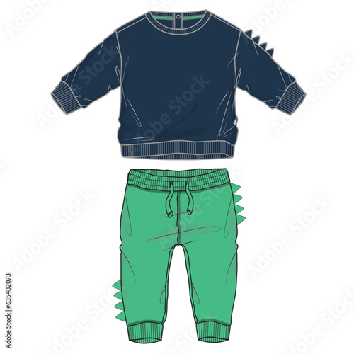 Sweatshirt tops and jogger sweatpants vector illustration template for kids. 