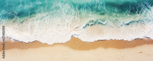 Spectacular drone photo of beach for refreshing and calmness concept. AI generated.