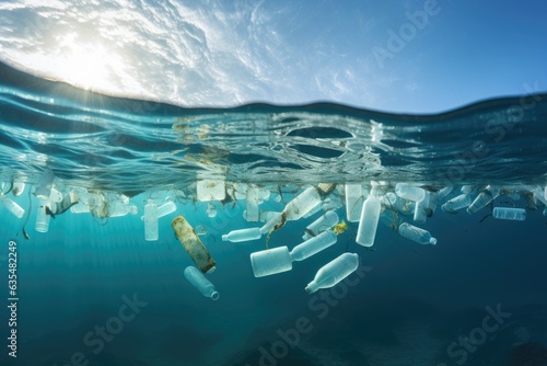 Plastic water bottles pollution in ocean © Оксана Олейник