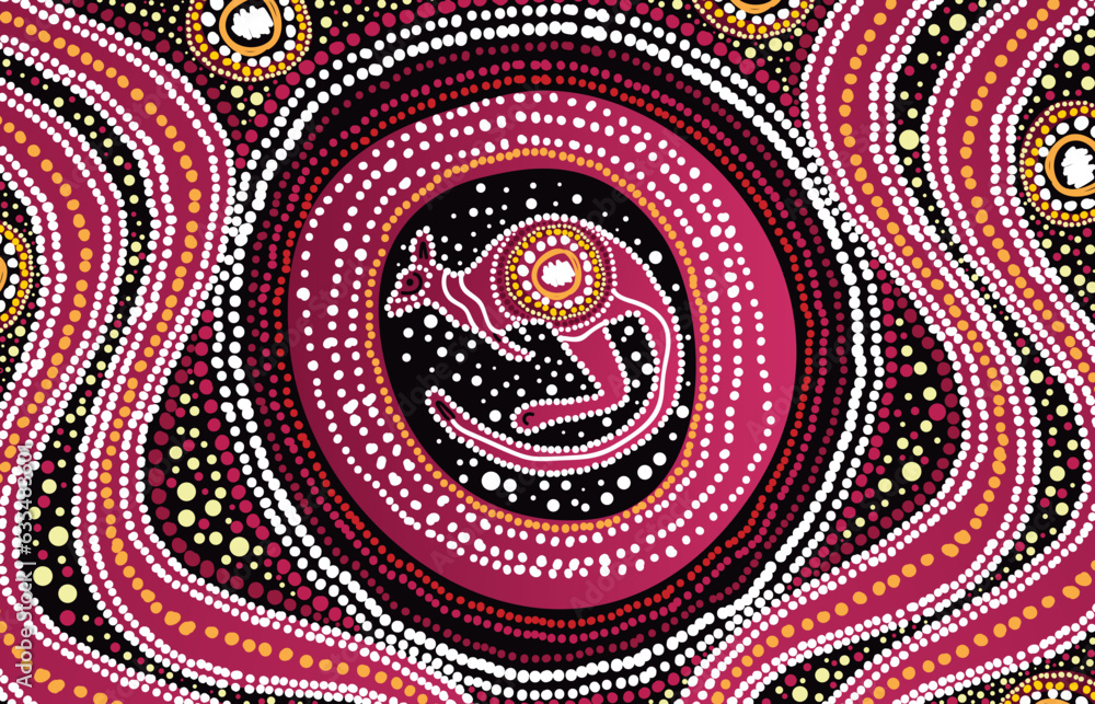 A vector background featuring Aboriginal kangaroo dot design Stock ...