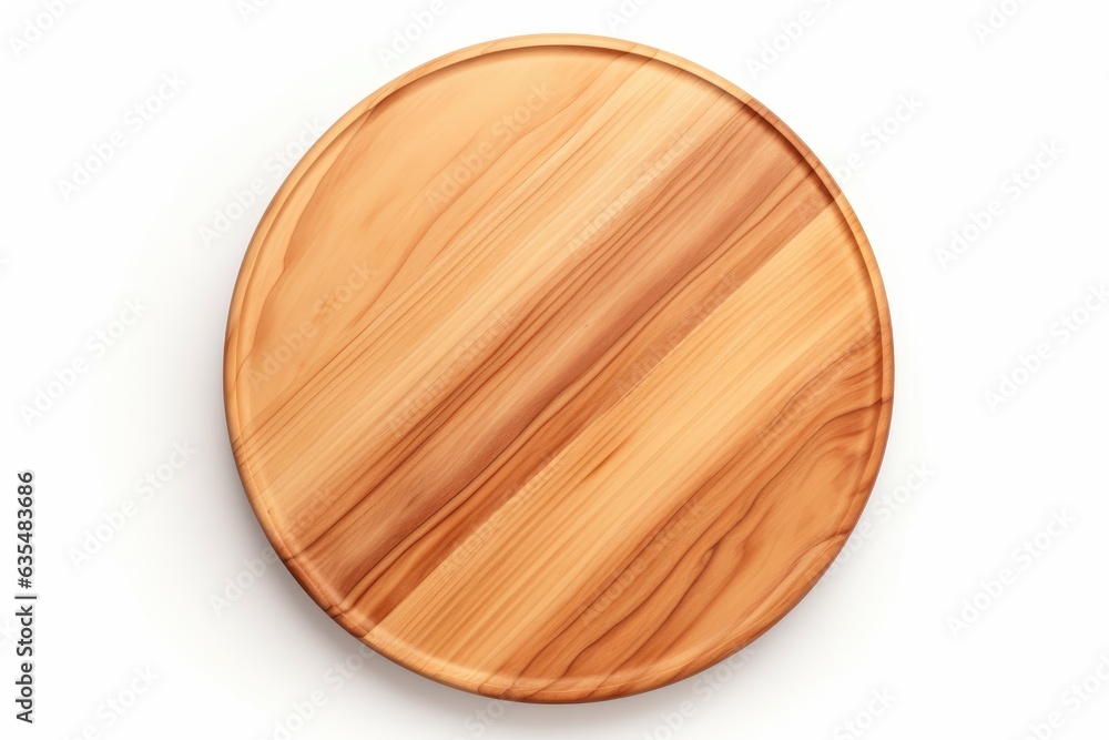 Round wooden pizza board on a white background Round wooden pizza board on a white background