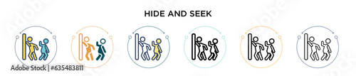 Hide and seek icon in filled, thin line, outline and stroke style. Vector illustration of two colored and black hide and seek vector icons designs can be used for mobile, ui, web
