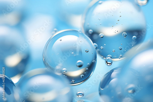 abstract set of oxygen bubbles on a calm blue background
