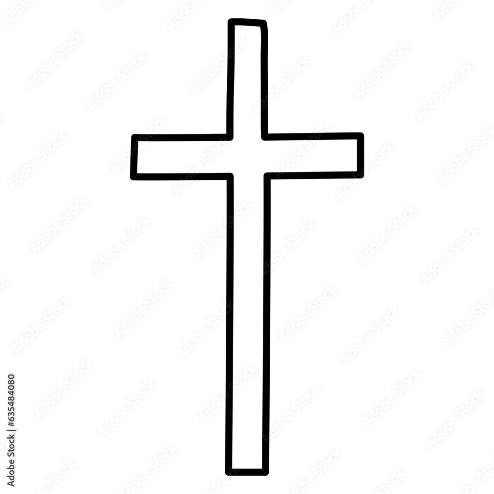 Christian cross doodle and contour style