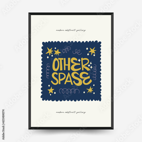 Abstract space and cosmos posters template. Modern trendy Matisse minimal style. Astronomy and Stellar decor. Hand drawn design for wallpaper, wall decor, print, postcard, cover, template, banner