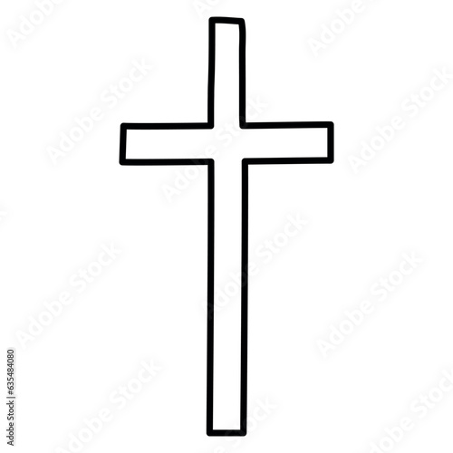 Christian cross doodle and contour style