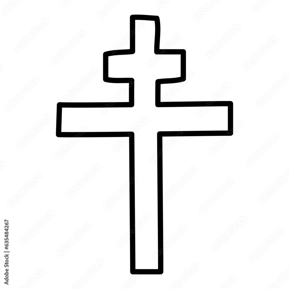 Christian cross doodle and contour style Christian cross doodle and contour style