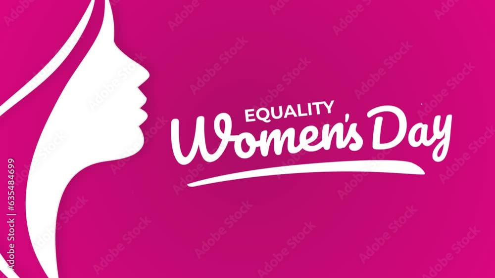 Womens equaAnimation of women's equality day with woman silhouette on pink backgroundlity day animation Womens equaAnimation of women's equality day with woman silhouette on pink backgroundlity day animation
