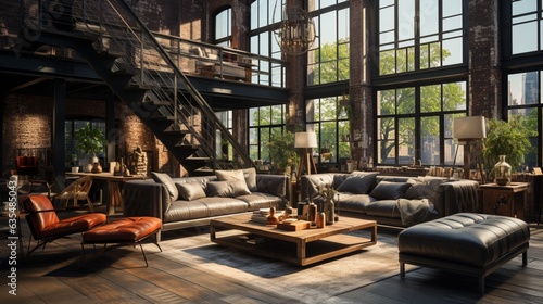 Loft living room interior design.