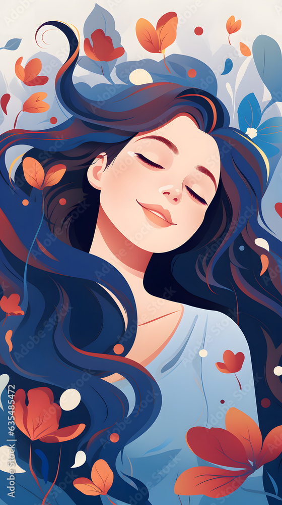 Joyful Confidence: Illustrated Woman's Uplifting Positive Vibe Generative AI