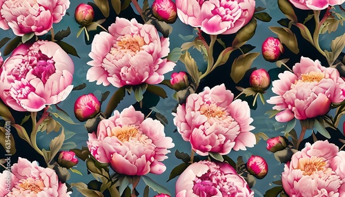 Craft a sophisticated seamless pattern with Peony flowers