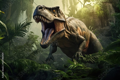 Dinosaur  Tyrannosaurus Rex in the jungle