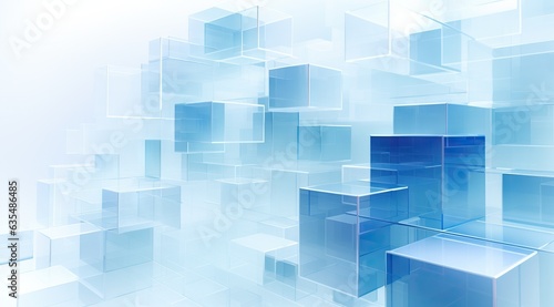 modern building with blocks, in the style of white and azure, futuristic abstracts