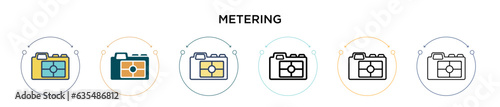 Metering icon in filled, thin line, outline and stroke style. Vector illustration of two colored and black metering vector icons designs can be used for mobile, ui, web