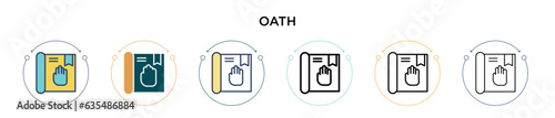 Oath icon in filled, thin line, outline and stroke style. Vector illustration of two colored and black oath vector icons designs can be used for mobile, ui, web