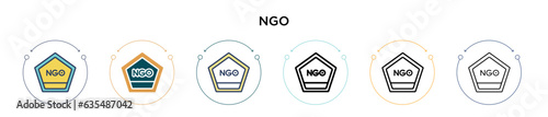 Ngo icon in filled, thin line, outline and stroke style. Vector illustration of two colored and black ngo vector icons designs can be used for mobile, ui, web