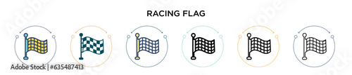 Racing flag icon in filled, thin line, outline and stroke style. Vector illustration of two colored and black racing flag vector icons designs can be used for mobile, ui, web