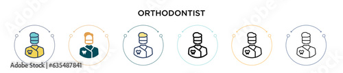 Orthodontist icon in filled, thin line, outline and stroke style. Vector illustration of two colored and black orthodontist vector icons designs can be used for mobile, ui, web