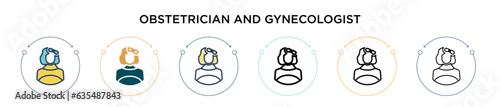Obstetrician and gynecologist icon in filled, thin line, outline and stroke style. Vector illustration of two colored and black obstetrician and gynecologist vector icons designs can be used for