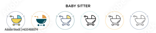 Baby sitter icon in filled, thin line, outline and stroke style. Vector illustration of two colored and black baby sitter vector icons designs can be used for mobile, ui, web