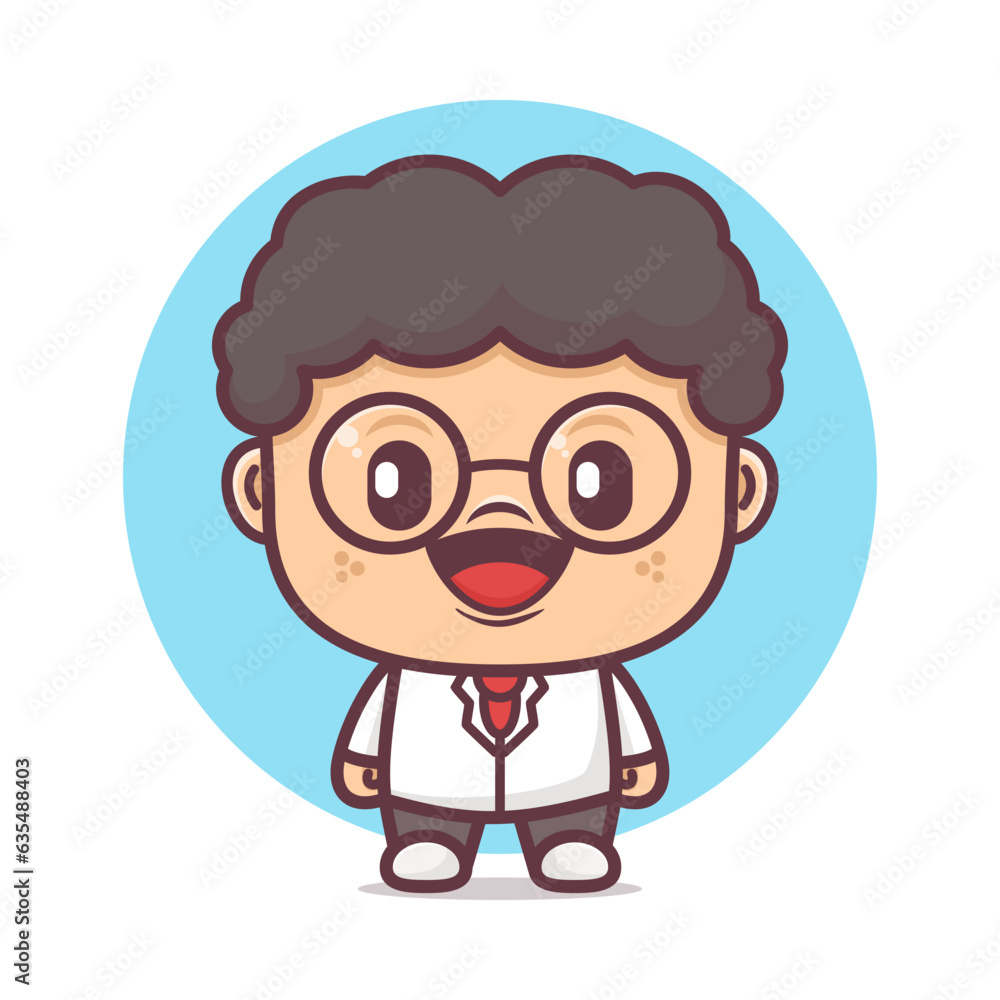 cute scientist cartoon mascot, vector illustrations cute scientist cartoon mascot, vector illustrations