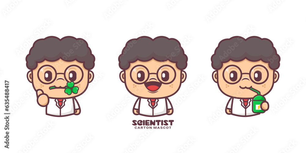 cute scientist cartoon mascot, vector illustrations cute scientist cartoon mascot, vector illustrations