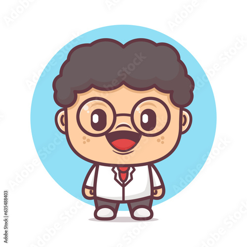 cute scientist cartoon mascot, vector illustrations