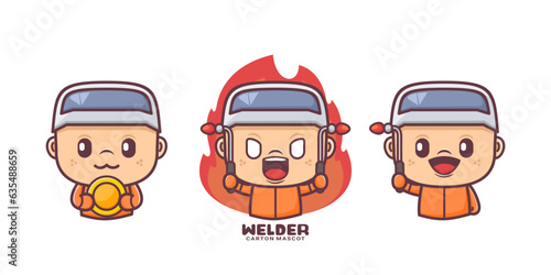 welder cartoon mascot. vector illustrations