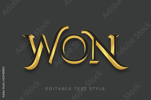 Won 3d text effect, gold font style