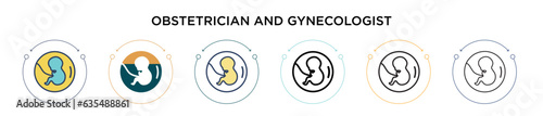 Obstetrician and gynecologist icon in filled, thin line, outline and stroke style. Vector illustration of two colored and black obstetrician and gynecologist vector icons designs can be used for