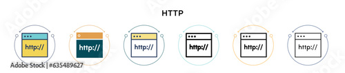 Http icon in filled, thin line, outline and stroke style. Vector illustration of two colored and black http vector icons designs can be used for mobile, ui, web