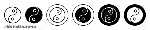 yin yang icon set. jing jang vector symbol in black filled and outlined style. karma sign. photo