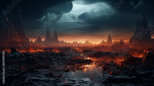 Mars landscape, alien planet, martian background.