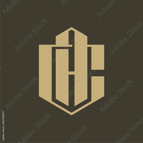 Initials Letter AC CA Shield Logo Template